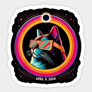 Cat in Eclipse Glasses Totality 2024 Total Solar Eclipse Gift For Men Women Sticker